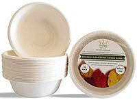 Alternative to paper bowls and plastic bowls, [25 Pack] 16oz strong bagasse disposable bowls, recyclable bowls, Compostable bowls, Microwave safe, Biodegradable and Eco friendly.