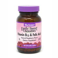 BlueBonnet Earth Sweet Vitamin B-12 and Folic Acid Chewable Tablets, Raspberry, 180 Count