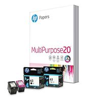 HP 63 | Ink Cartridge with 150 Sheets of 8.5x11 Paper | Black, tri-Color | F6U61AN, F6U62AN