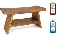 AquaTeak Patented 36" Asia Teak Shower Bench with Shelf & AquaTeak Two-Step Care Kit