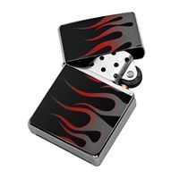 Hot Rod Cool Fire - Windproof Flip-Top Refillable Silver Lighter with tin Gift Box