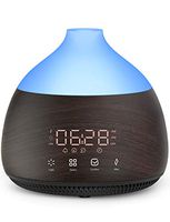 ASAKUKI Essential Oil Diffuser with Alarm Clock, 300ml Cool Mist Humidifier with Touch Screen, Quiet & Humidifying Aromatherapy Diffuser with 18 LED Colors for Bedroom, Office, Baby