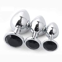 Oolong 3Pcs Round Crystal Stainless Steel Set A'mal Plug (Black)