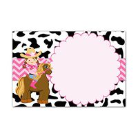 30 Blank Cards Invitations Thank You Cards Pink Cowgirl Girl Birthday Party Baby Shower + 30 White Envelopes