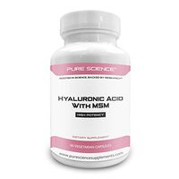 Pure Science Hyaluronic Acid and MSM 520mg - Hyaluronic Acid Supplements for Joint & Muscle Health, Skin Elasticity and Eye Health - 50 Vegetarian Capsules