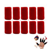 Jearls 10Pcs Finger Sleeves -Elastic Finger Sleeves Protector Support Arthritis Guard Basketball for Relieving Pain/Arthritis/Trigger Finger/Sleeve Cap Making Life Easier Red