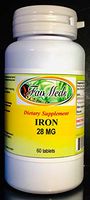Iron 28mg, Made in USA - 60 Tablets