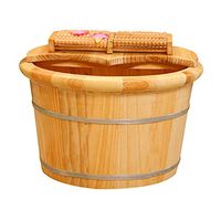 Ibnotuiy Wooden Foot Basin Natural Thicken Foot Spa Tub with Lid for Men Women Kids at Home Outdoors