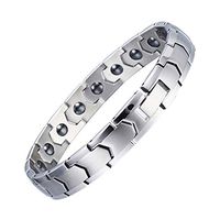 Rebecca Men Sleek Magnetic Titanium Steel Bracelet Elegant Chain Link for Arthritis Pain Relief Silver