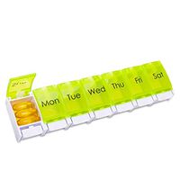 7 Day Pill Organizer, Large Daily Pill Case for Vitamins, Medicine, Fish Oil, Arthritis Friendly Weekly Pill Box with Push Button for Travel and Home