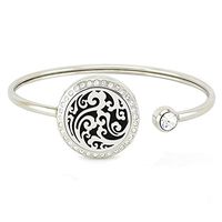AZORA Essential Oil Diffuser Bracelet Stainless Steel Slide Chain Locket Charm with 8 Refill Pads Jewelry Gift (Cloud Aromatherapy Bracelet)
