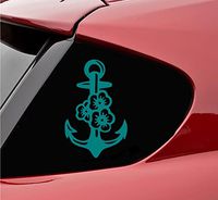 Slap-Art Anchor Flower Vinyl Decal Sticker (Teal)