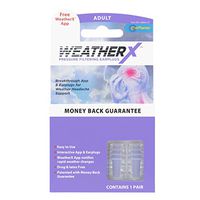 WeatherX Headache Prevention– Pressure Filtering Earplug for Shifts in Barometric Weather Pressure, Download Free Alert app (Regular 1 PK)