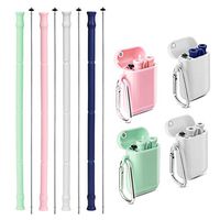 Yoocaa Reusable Silicone Collapsible Straws - 4 Pack Portable Drinking Straw with Carrying Case and Cleaning Brush, BPA Free - Pink Green Blue Grey