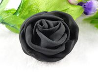 11pcs Big 2.6"Chiffon Rose Flower Appliques/Craft/Sewing 11 Colors-u Pick (Black)