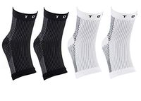 (2-Pair) Premium Ankle Support Compression Sleeves Unisex, Plantar Fasciitis Foot Socks, Fast Relief from Swelling & Foot Pain + 1pc Small Gift (Large/X-Large, Black + White)
