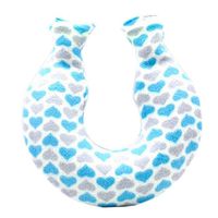 1.6L Neck/Shoulder Hot Water Bottle Water-Filled Bag with Villus Cover,Blue-Grey