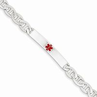 Sterling Silver Polished Medical Anchor Link ID Bracelet