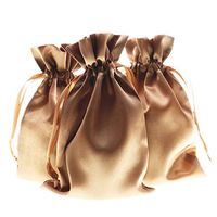 Knitial 3" x 4" Old Gold Satin Gift Bags, Jewelry Bags, Wedding Favor Drawstring Bags Baby Shower Christmas Gift Bags 50 per Pack