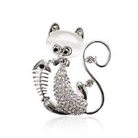 61 Style Women Retro Rhinestone Crystal Flower Wedding Bridal Corsage Brooch Pin Daily Fashion Novelty Party Girl | StyleID - #7_ Cute Kitten Brooch 5.5CM.