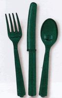 Forest Green Plastic Forks