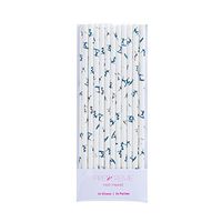 Fire and Creme Surf Foiled Party Paper Straws Silver and Blue Surfers - Pack of 24