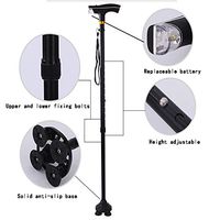 AD Walking Stick Canes with LED Light Aluminum Alloy T Handle Non-Slip Base with Small Quad Base