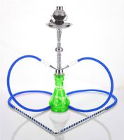 2 hose 23" Nablus Green Hookah Shisha Nargila water glass vase pipes smoke sale