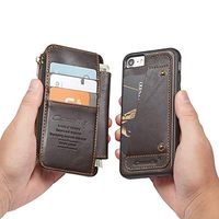 Wallet Case for iPhone 7 Plus, MeiLiio Detachable Zipper PU Leather 5.5 inch Smart Screen Protector Retro Vintage Stand Cover for iPhone 7 Plus/iPhone 8 Plus,Brown