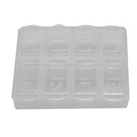 Plastic Rectangle 8 Compartments 7 Days Medicine Pill Box- white