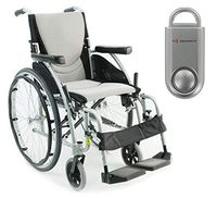 Karman S-Ergo 115 Ultra Lightweight Ergonomic Wheelchair | Seat Size 16" X 17" | Swing Away Footrest | Fixed Wheels in Silver & Free 130 dB Silver Safety Alarm!