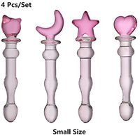 Glass Wand Massage Fairy Pink 5 Lovely Shapes Design Medical Grade Massager as A Beginner Gift Toy (Small 4 Pcs/Set)