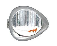 Winter Forest Landscape With A Fox Custom Silver Oval Pill Box Pocket Purse Pill Case Medical Tablet Holder Weekly Pill Organizer Decoration Box Wallet