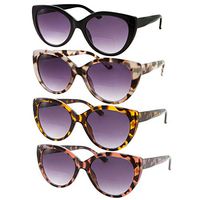4 Pairs Women Bifocal Reading Sunglasses | Ladies Sun Reader Glasses Cateye Vintage (2.00x)