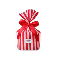 YESON Red Stripes Clear Cello Bags Candy Plastic Party Favor cellophane Treat Bags,Pack of 100