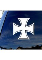 Iron-Cross - White Decal - 3" Diameter decal laptop tablet skateboard car windows sticker