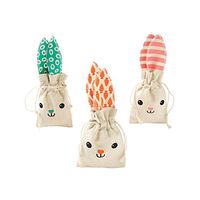 Fun Express - Easter Bunny Fabric Treat Bags for Easter - Party Supplies - Bags - Fabric & Textile Bags - Easter - 12 Pieces