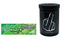 Herb Airtight Container Fresh Kettle with Juicy Jay's Green Apple 1.25 Flavored Hemp Rolling Papers 1 Count DC Crafts Nation- Middle Finger