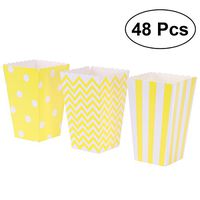 TOYMYTOY Popcorn Boxes, Party Candy Containers Popcorn Paper Bags Pack of 48 (Yellow)