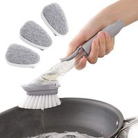 Cleaning Brush, Dish Brush, Kitchen Soap Dispensing Brush with Replacement Head (1 Bristles +3 Sponge Head)