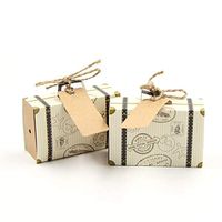 ShineBear 10PCS/Lot DIY Travel Paper Box Vintage Mini Suitcase Candy Box Sweet Bags Wedding Favor Gifts Decoration Event Party Supplies - (Color: Travel Paper Box)