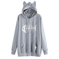 Women's Casual Hoodies Pullover Fish Bone Long Sleeve Sweatshirt Tops Blouse Shirt Sweatshirts
