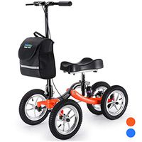 Health Line Massage Products Aluminum Knee Walker Steerable Knee Scooter with Strong Disc Brake and Shock Absorber, 12" All-Terrain Wheel, Crutches Alternative for Foot Injuries Ankles Surgery, Orange