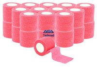 24-Pack, 2” x 5 Yards, Self-Adherent Cohesive Tape, Strong Sports Tape for Wrist, Ankle Sprains & Swelling, Self-Adhesive Bandage Rolls (Pink)