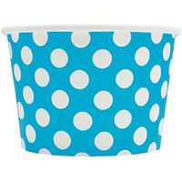 [50 Count] Blue Paper Ice Cream Cups - 8 oz Polka Dotty Dessert Bowls Perfect For Yummy Treats! Frozen Dessert Supplies