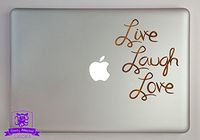 Overly Attached Decals Live Laugh Love Typography 15" Laptop Specialty Vinyl Decal - Light-Wood-Grain