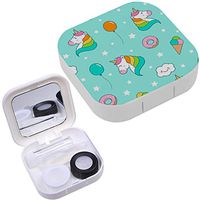 Portable Contact Lens Case Box Travel Kit Mirror + Bottle + Tweezers Container Holder [ Cute Unicorn Balloon Ice Cream ]