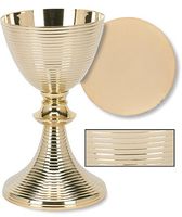 Contemporary But Classic Ring Designed Chalice and Paten Set