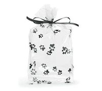 100ct Small Black Animal PAW Print 7x2x3" Cello Cellophane Party Treat Food Snack Bags