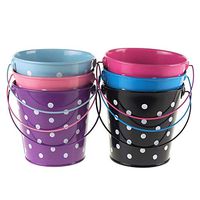 Polka Dot Metal Pail Buckets Party Favor, 5-inch #PS_16591 (Black)